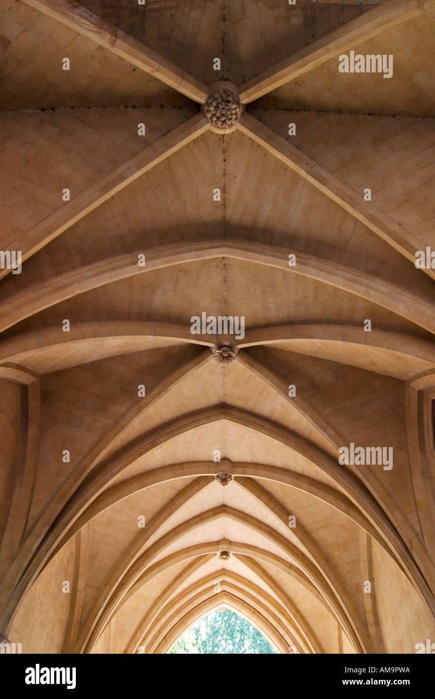 Gotische Gewölbedecke in abgelegenen Gebäude am Westminster Abbey in London Stockfoto