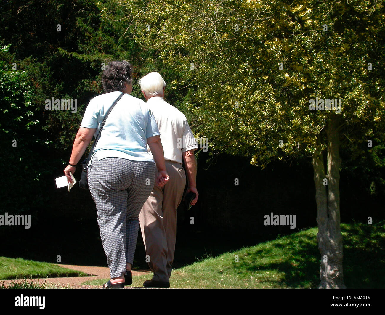 Älteres Ehepaar mit Übergewicht Stockfoto