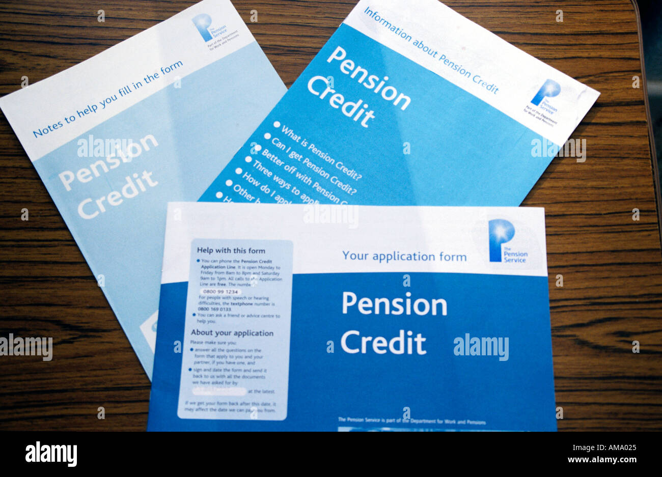 Pension Credit Informationsbroschüren Stockfoto