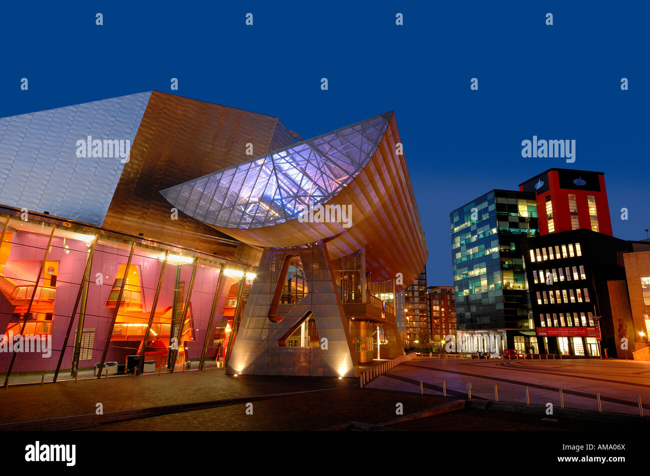 Lowry Centre Nacht spät Abend Salford Kais Manchester England uk Europa Stockfoto