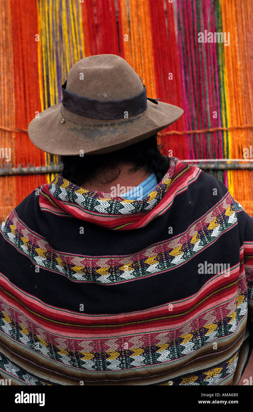 Frau weben Cusco Peru Stockfoto