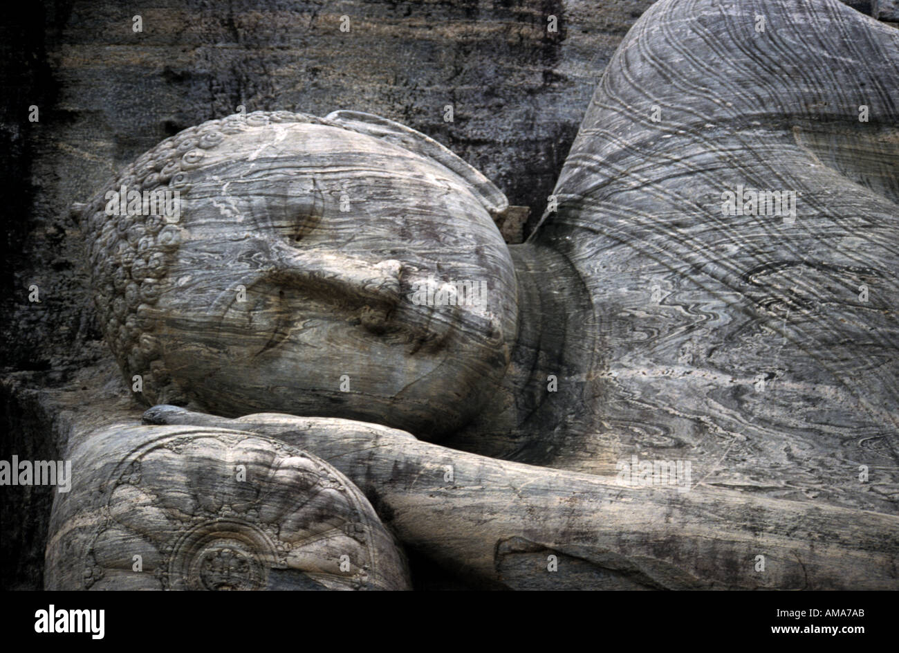 liegender Budda Gesicht Sri Lanka Stockfoto