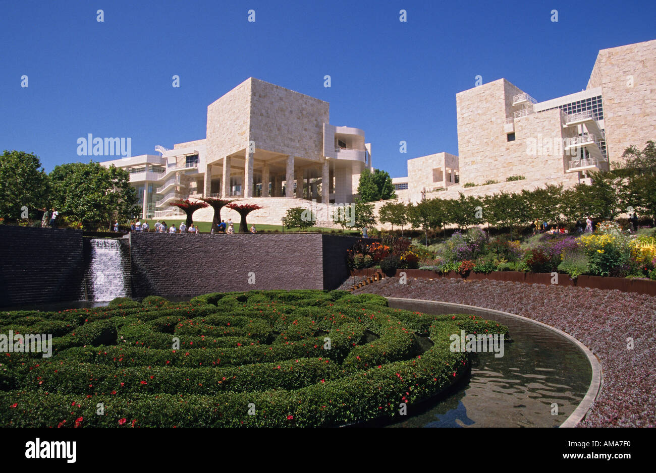 California Los Angeles The Getty Center Blick vom Central Garden in Richtung J Paul Getty Museum Stockfoto