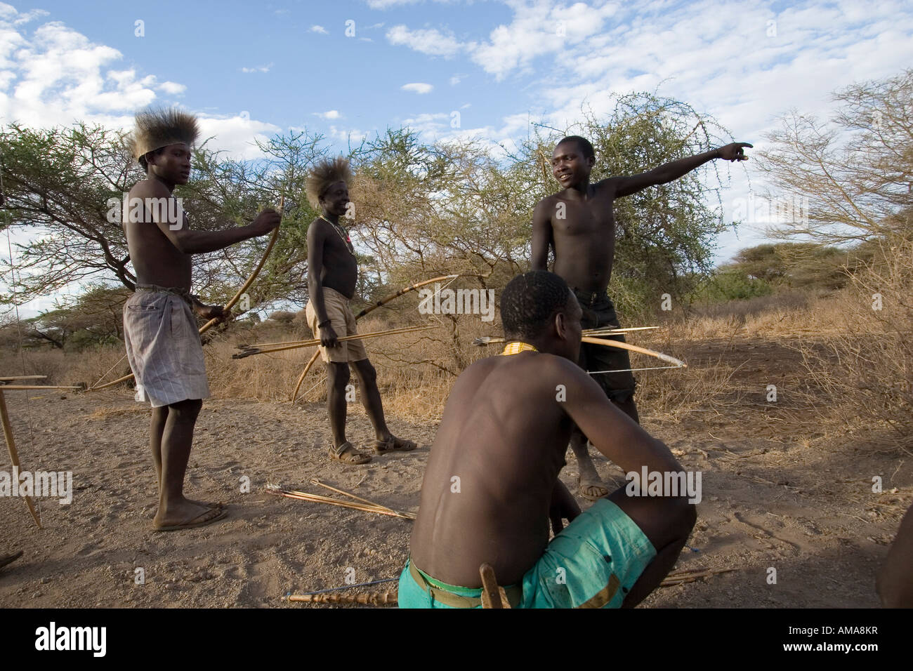 Hadzabe Stamm der nördlichen Tansania Jagdgesellschaft Stockfoto