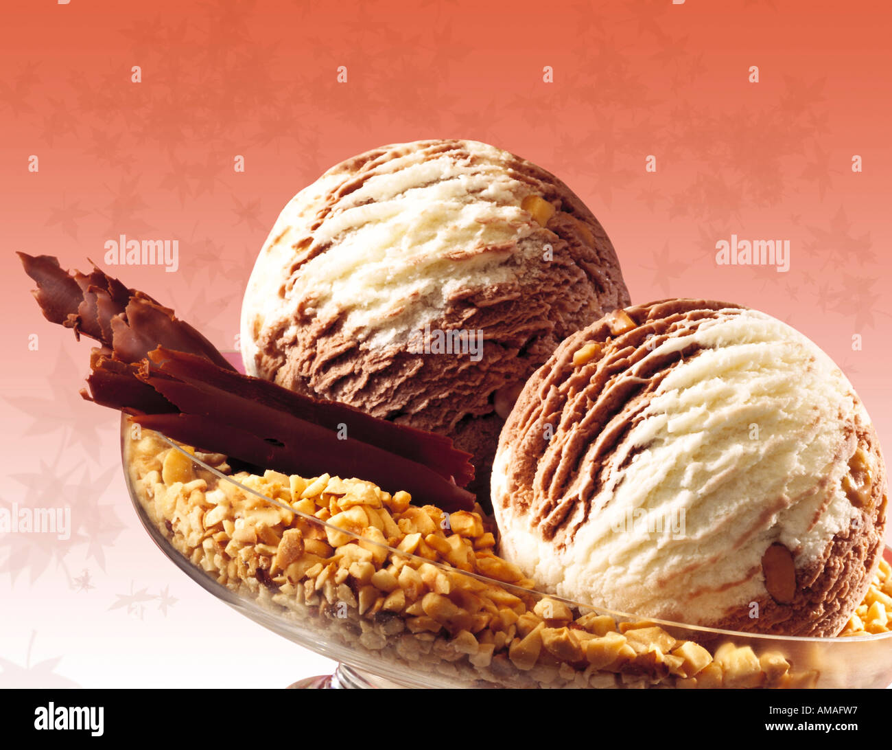 Schokolade Haselnuss Eis, close-up Stockfoto