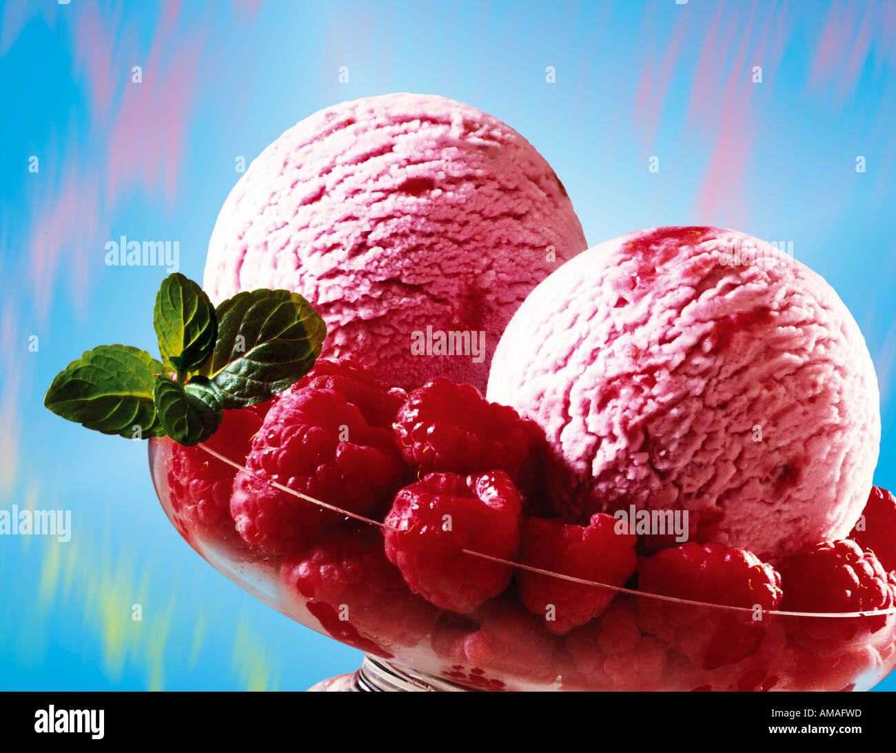 Himbeereis Stockfoto