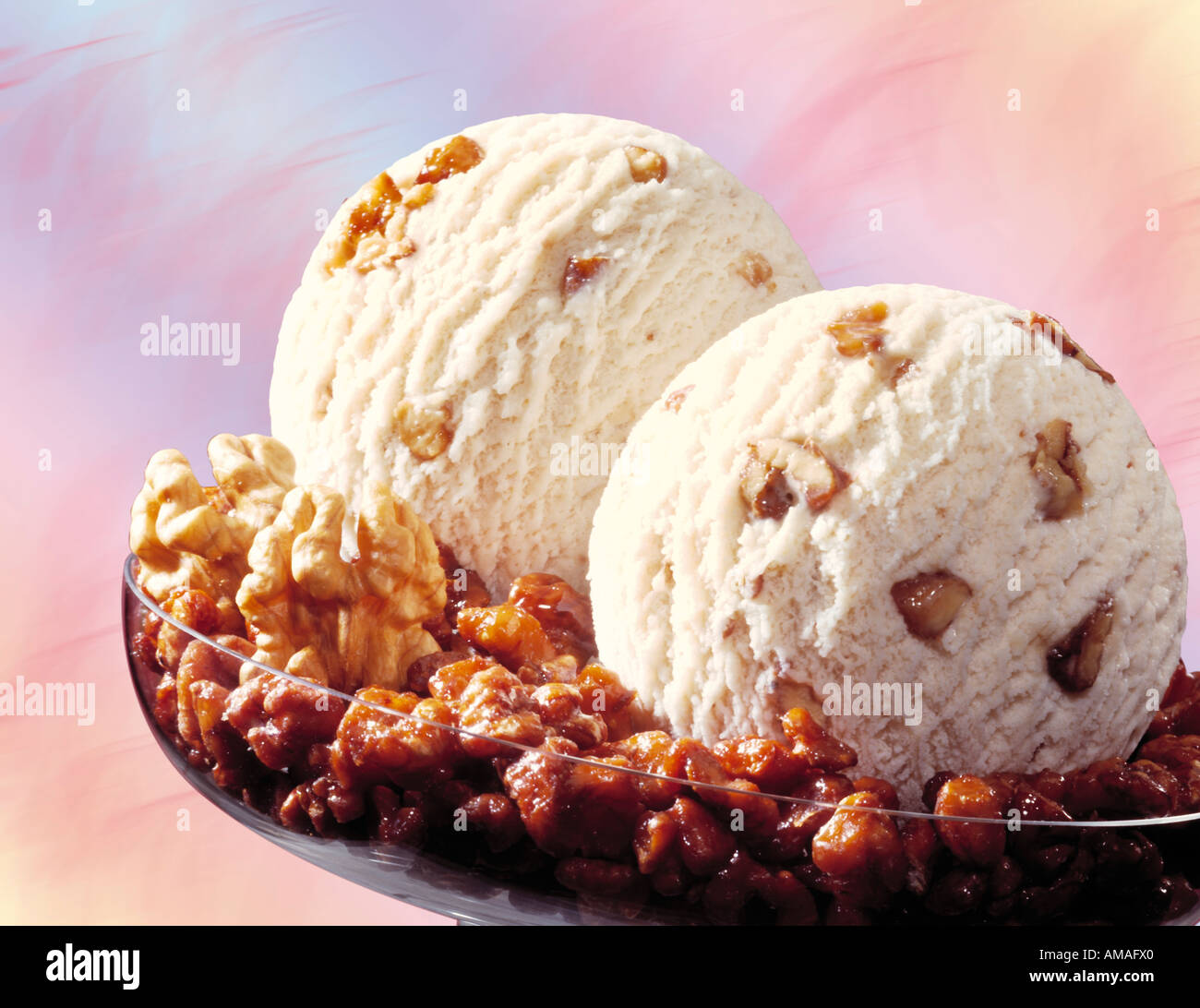 Walnuss-Eis, close-up Stockfoto
