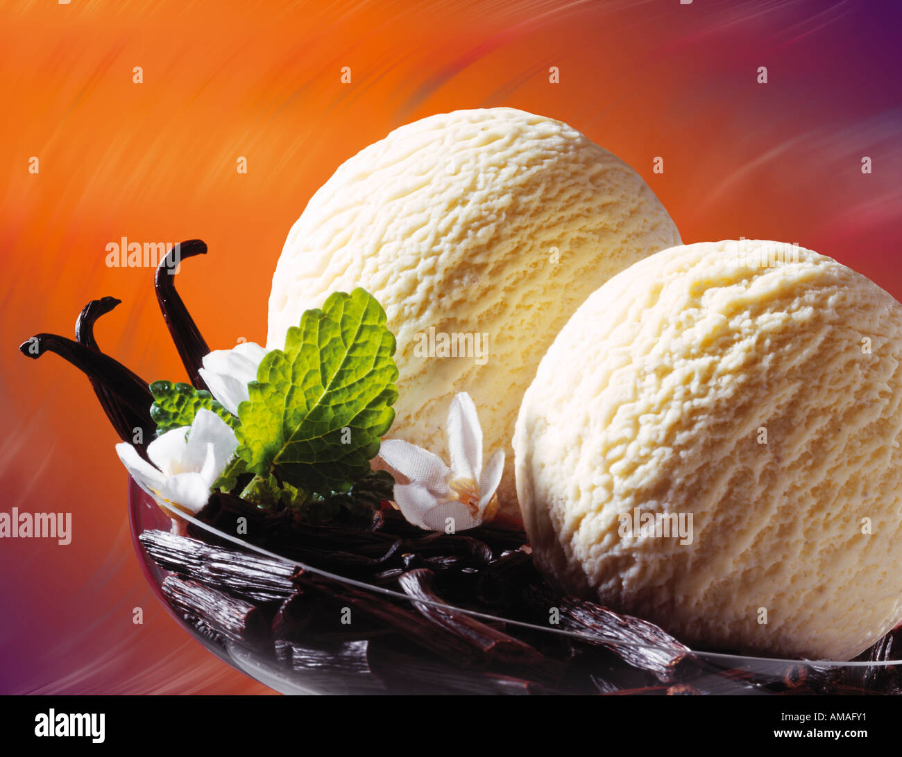 Bourbon Vanille-Eis, close-up Stockfoto