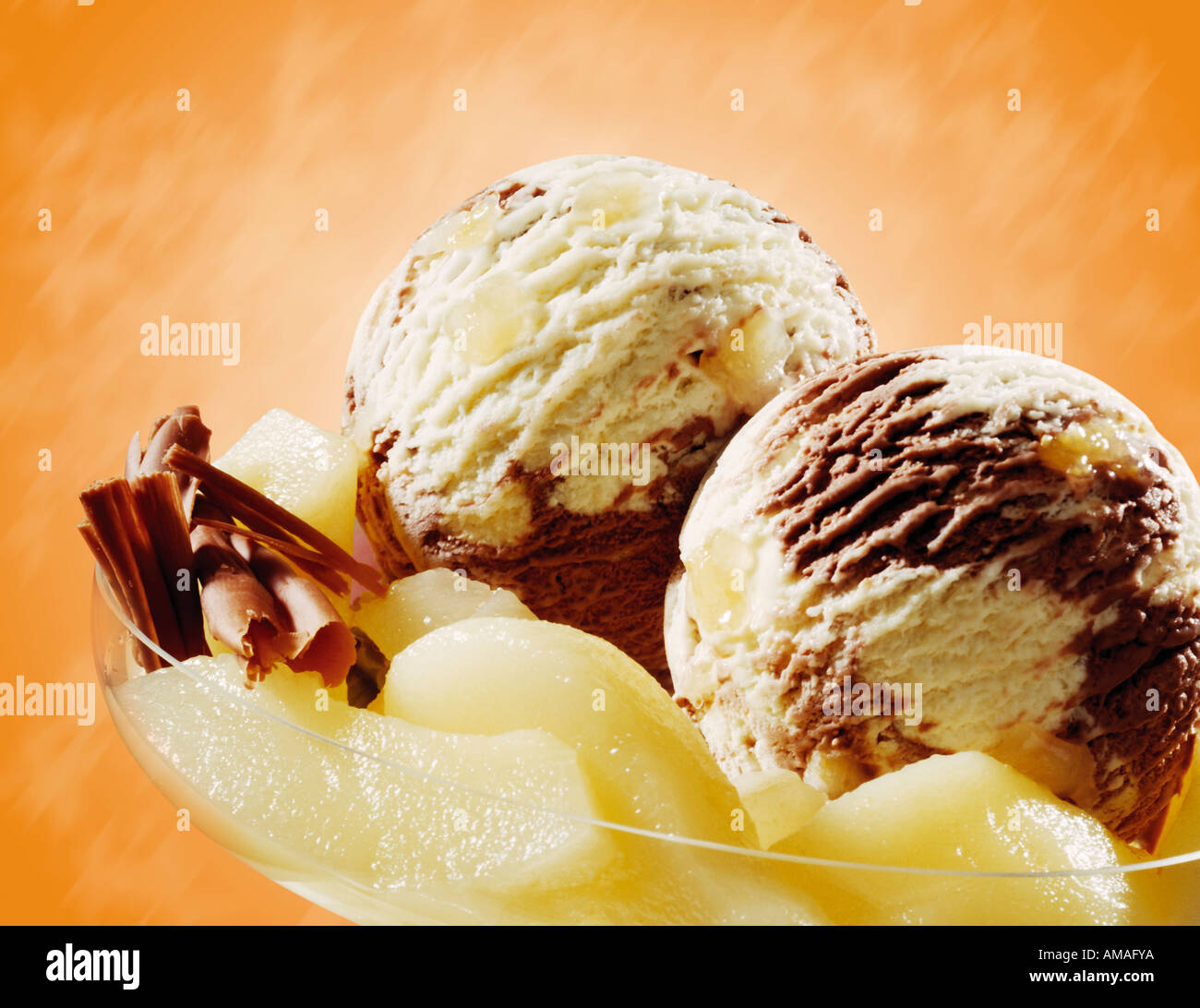 Birne-Schokolade-Eis Stockfoto