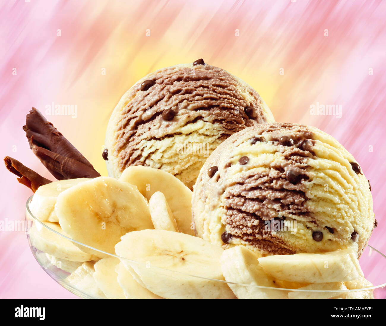 Banane Schokolade Eis, close-up Stockfoto