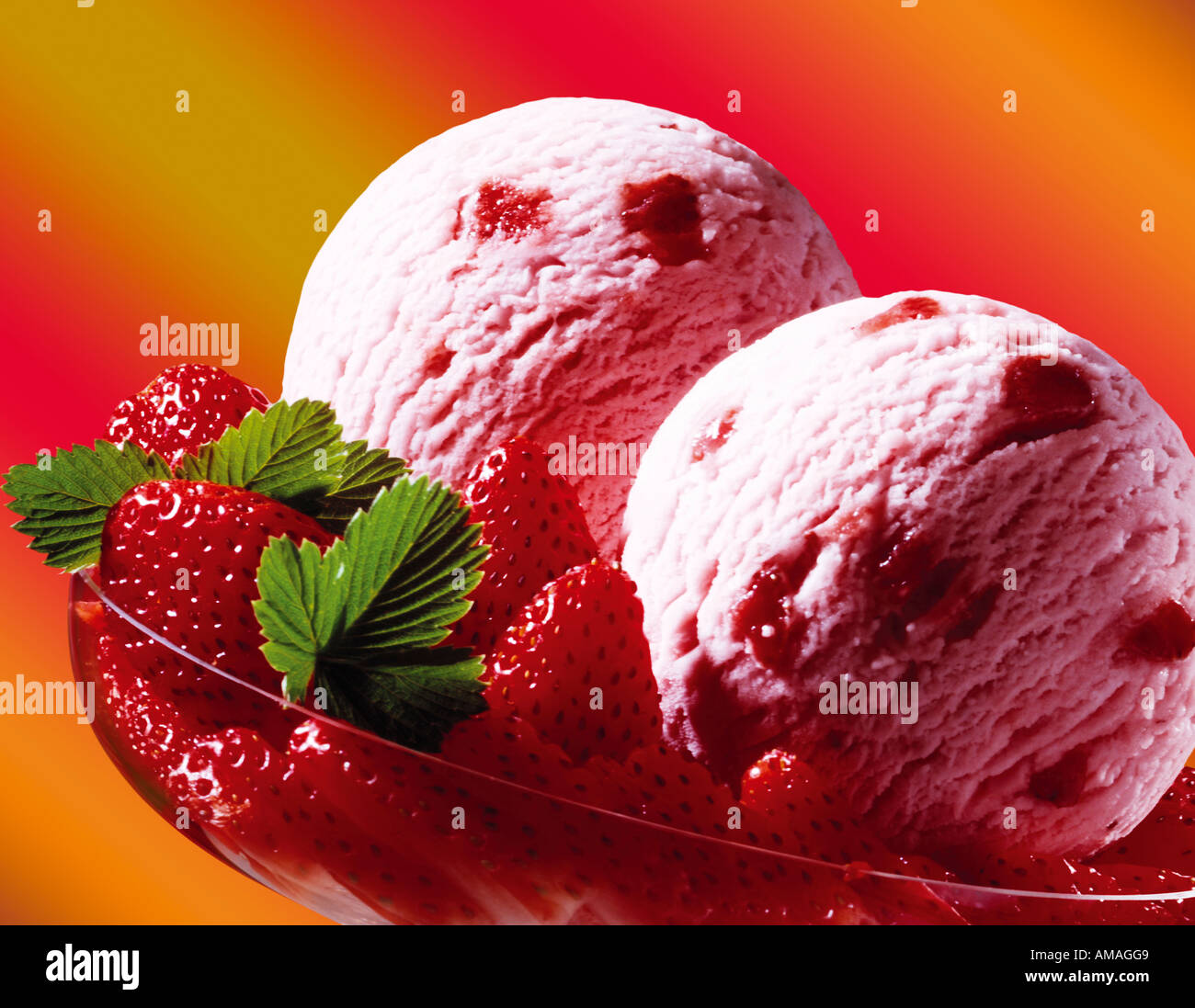Erdbeereis Stockfoto