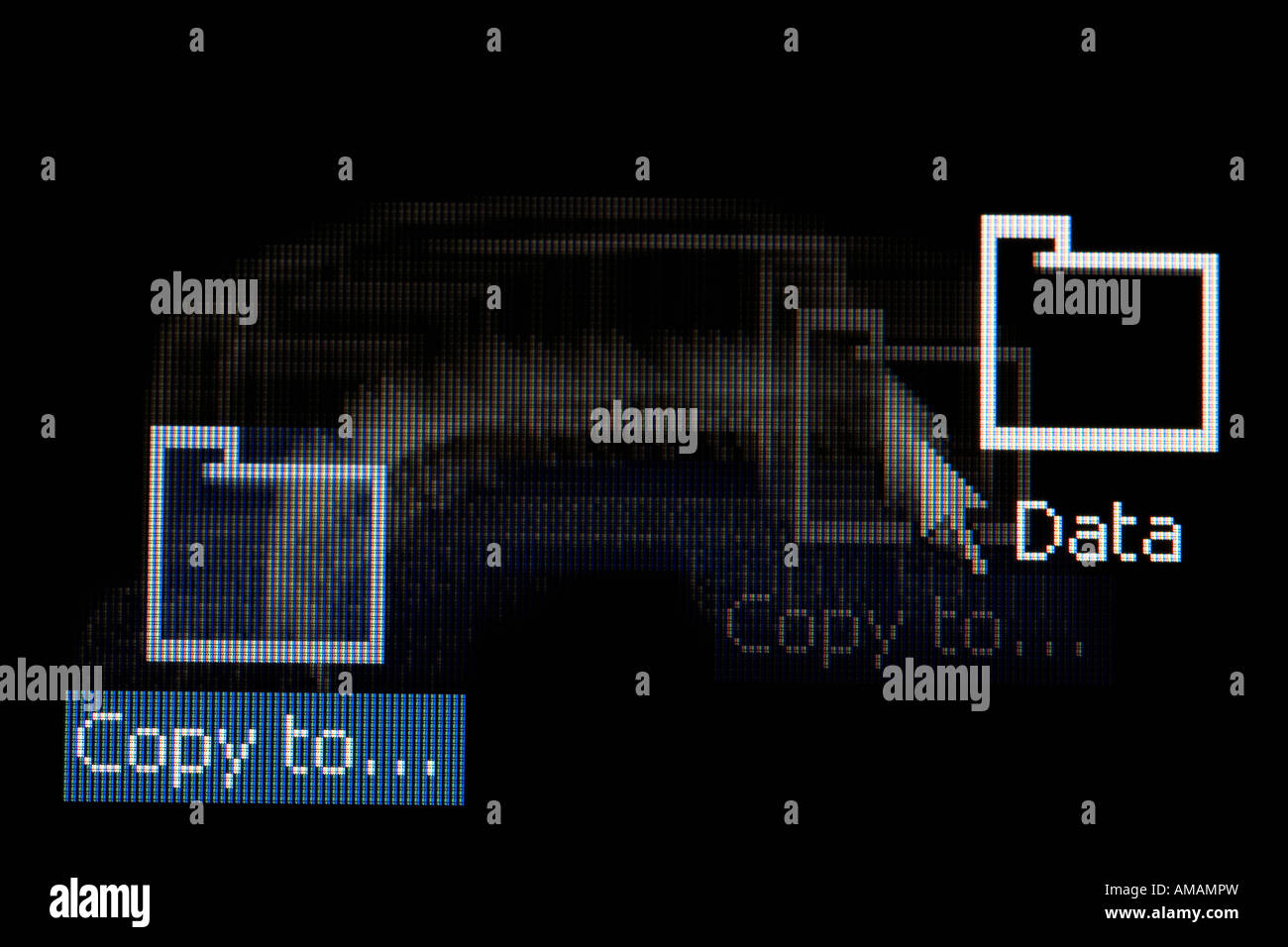 Symbole auf einem Computer-Bildschirm Stockfoto