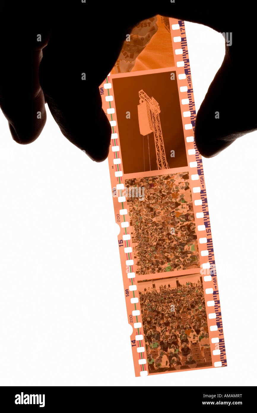 Mit Blick auf eine Negative auf einem Leuchttisch Stockfoto