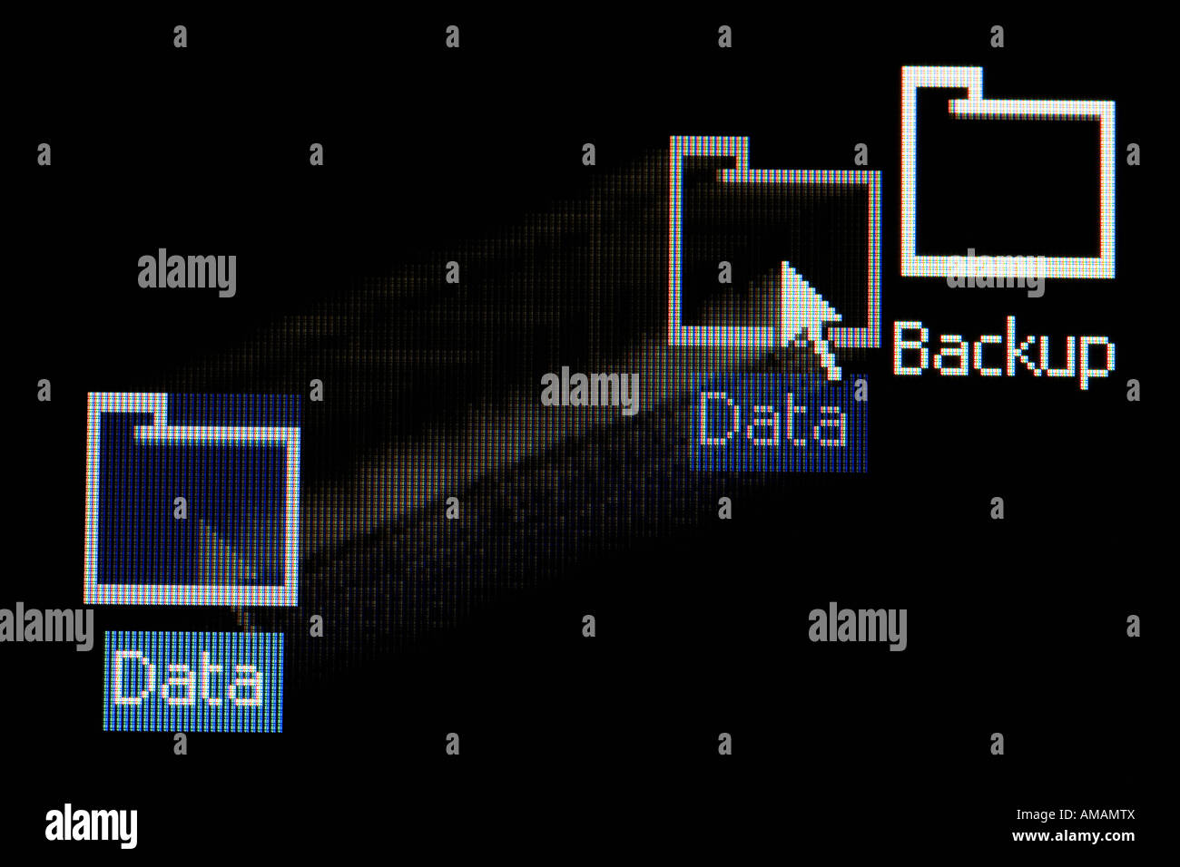 Symbole auf einem Computer-Bildschirm Stockfoto