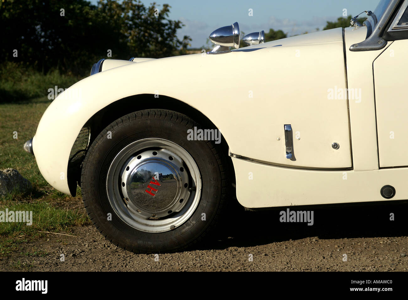 Seitenansicht des Austin Healey Sprite Sportwagen-Klassiker der Frogeye Stockfoto
