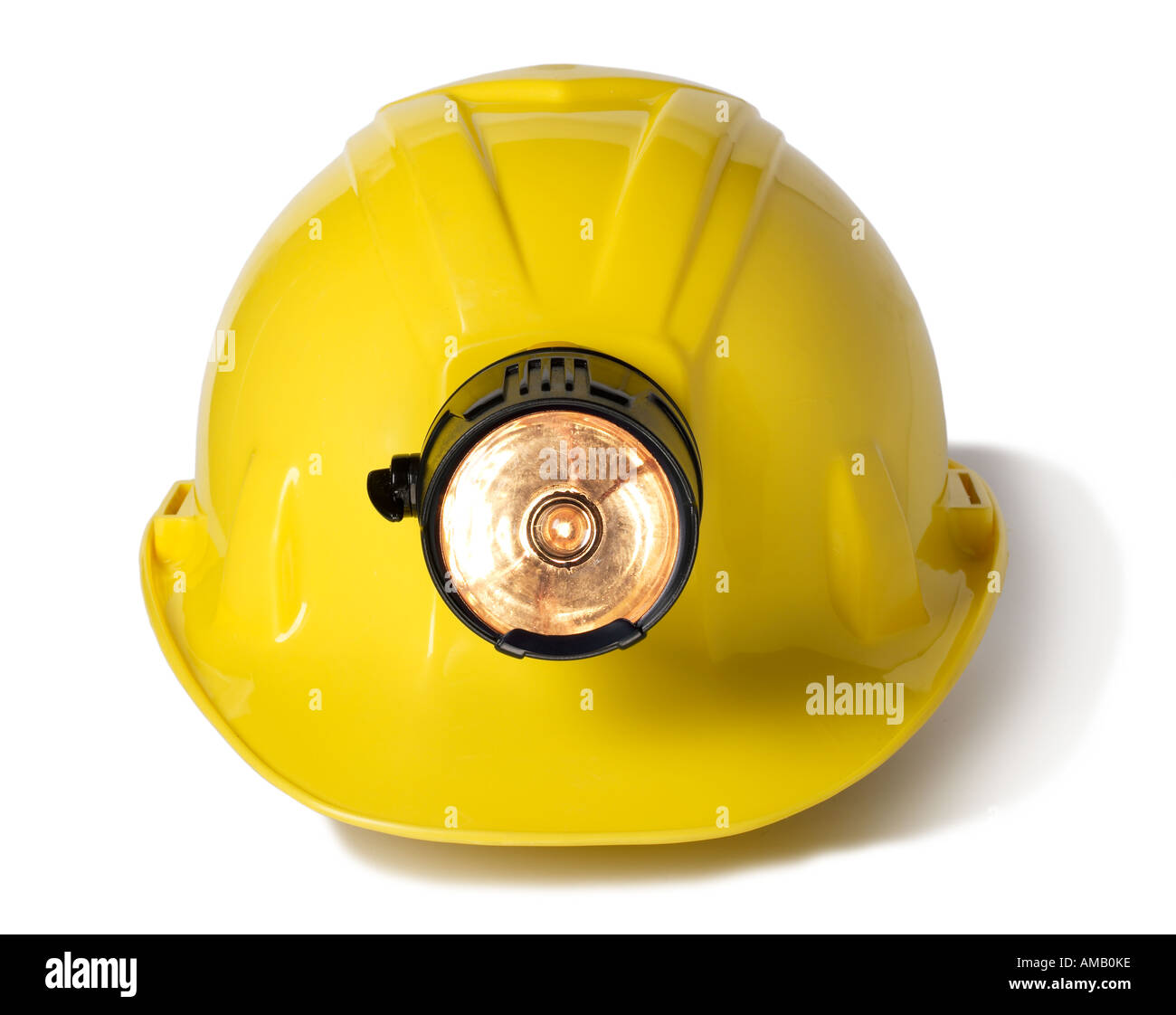 Gelb Schutzhelm Bau-Schutz-Taschenlampe auf Stockfoto