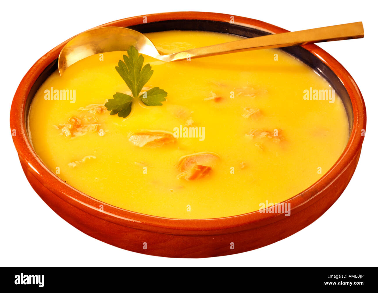 SCHOTTISCHER GERÄUCHERTER LACHS SUPPE Stockfoto
