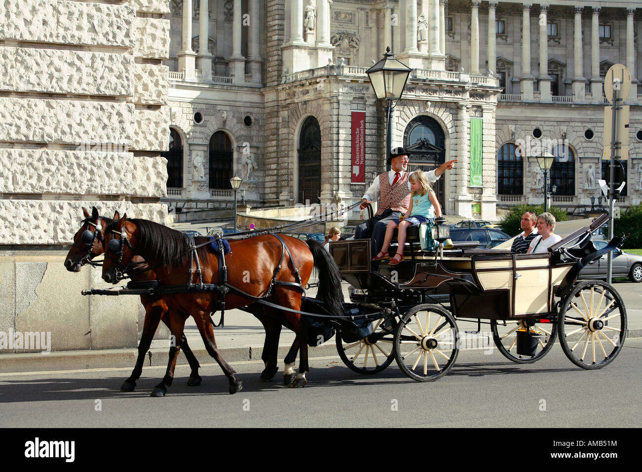 August 2007 - Pferdekutsche durch die Hofborg Wien-Österreich Stockfoto