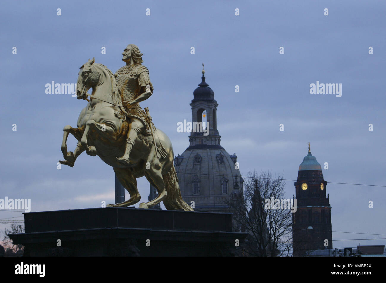Goldener Reiter, Statue von "August Dem Starken", Deutschland, Sachsen, Dresden Stockfoto