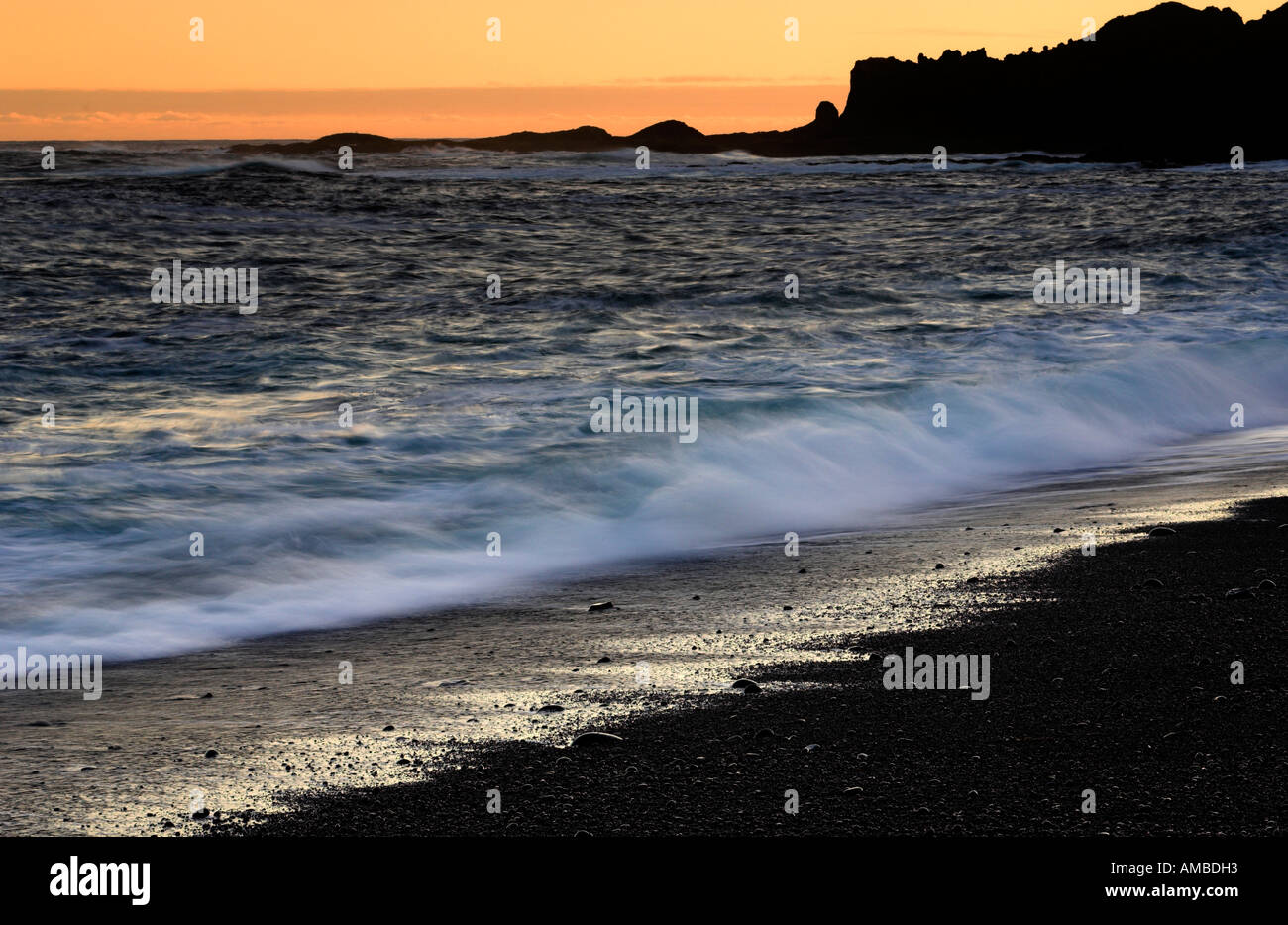 Sonnenuntergang am Küstenlandschaft von Snaefellsnes, Island Stockfoto