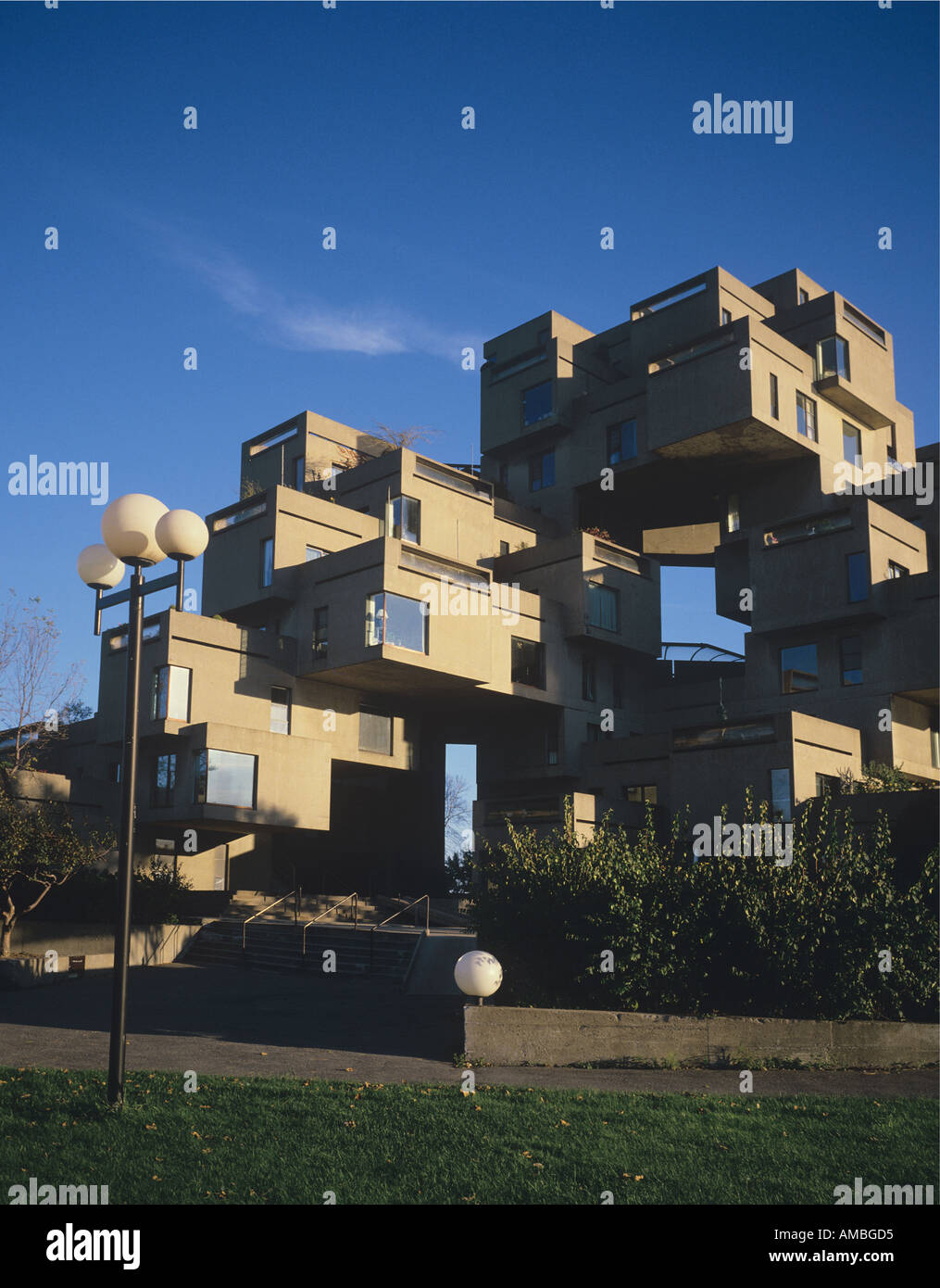 Modulare Wohnungen gebaut als eine Demonstration für Exo 67 Montreal Kanada Stockfoto