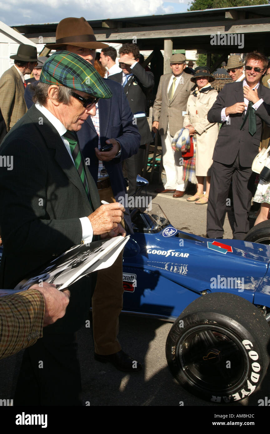 Sir Jackie Stewart interviewt in Goodwood Stockfoto