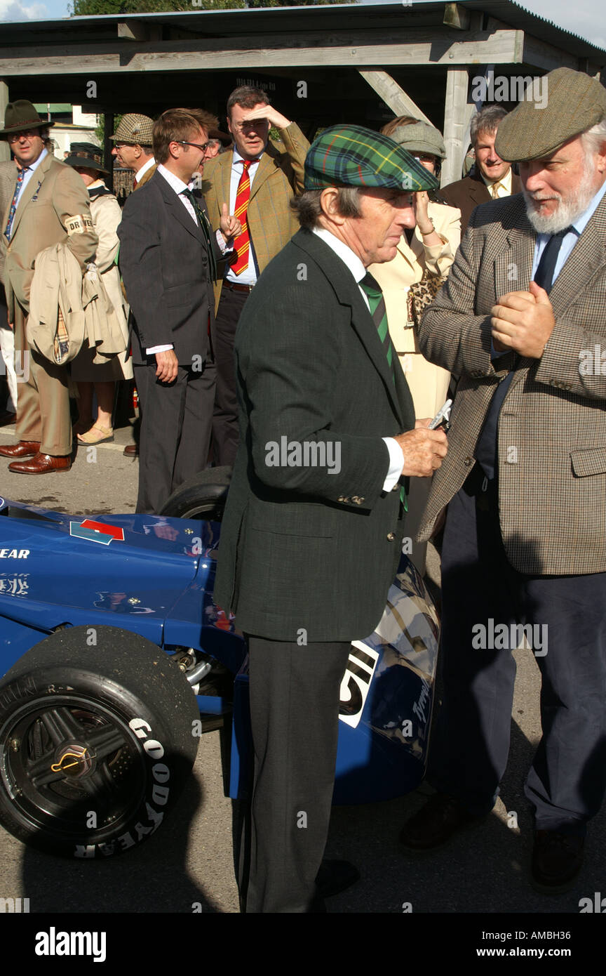 Sir Jackie Stewart interviewt in Goodwood Stockfoto