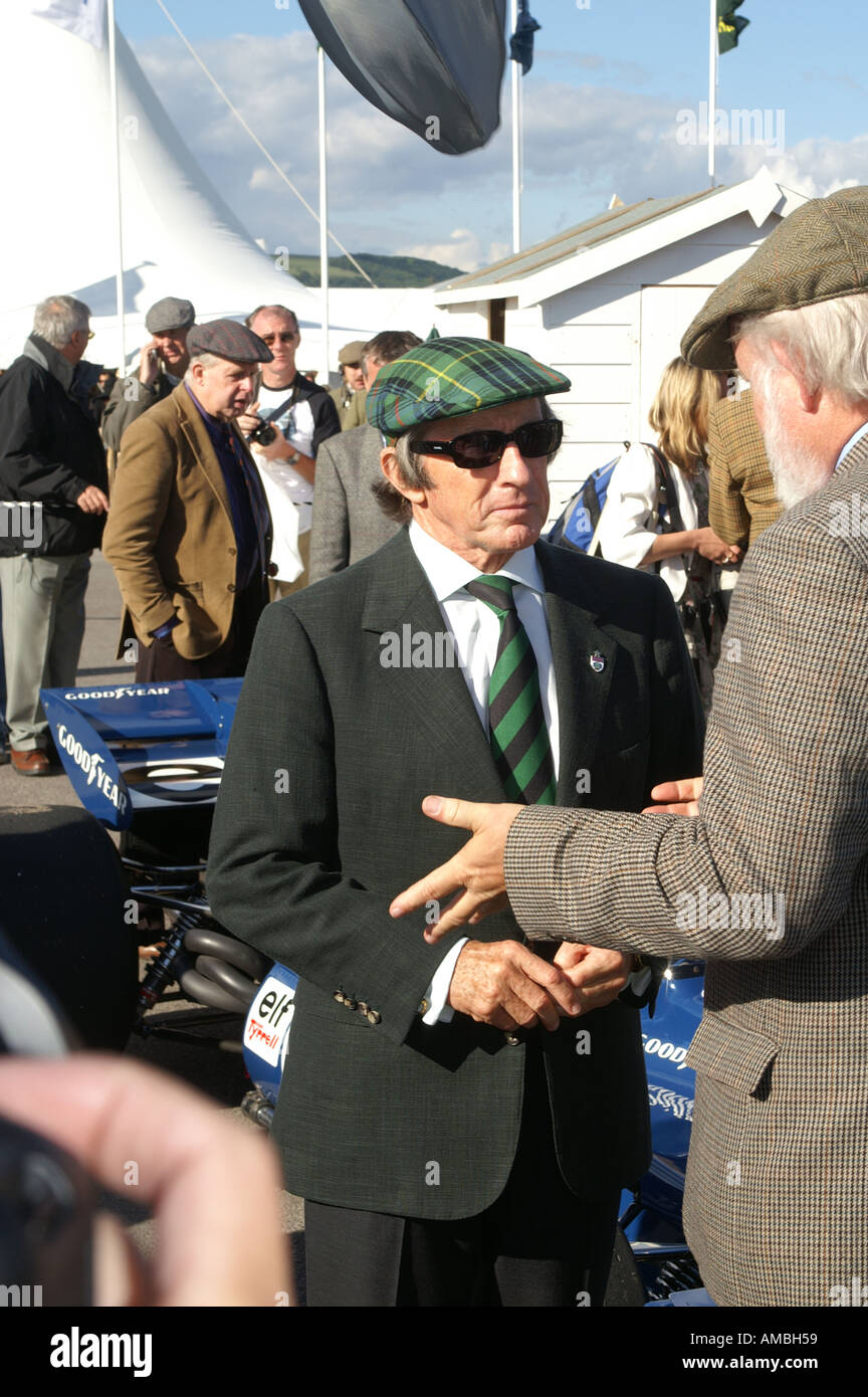 Sir Jackie Stewart interviewt in Goodwood Stockfoto