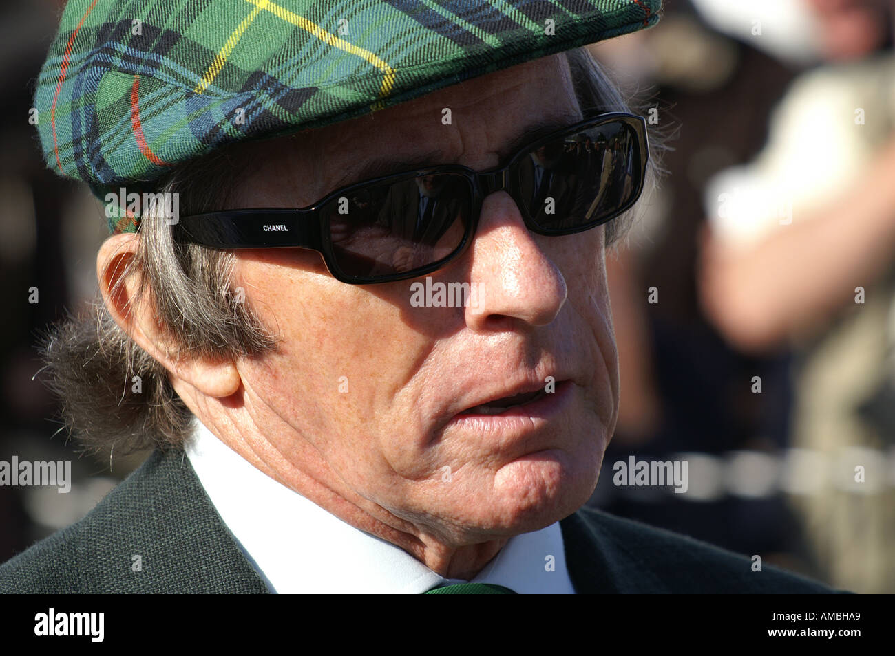 Sir Jackie Stewart interviewt in Goodwood Stockfoto