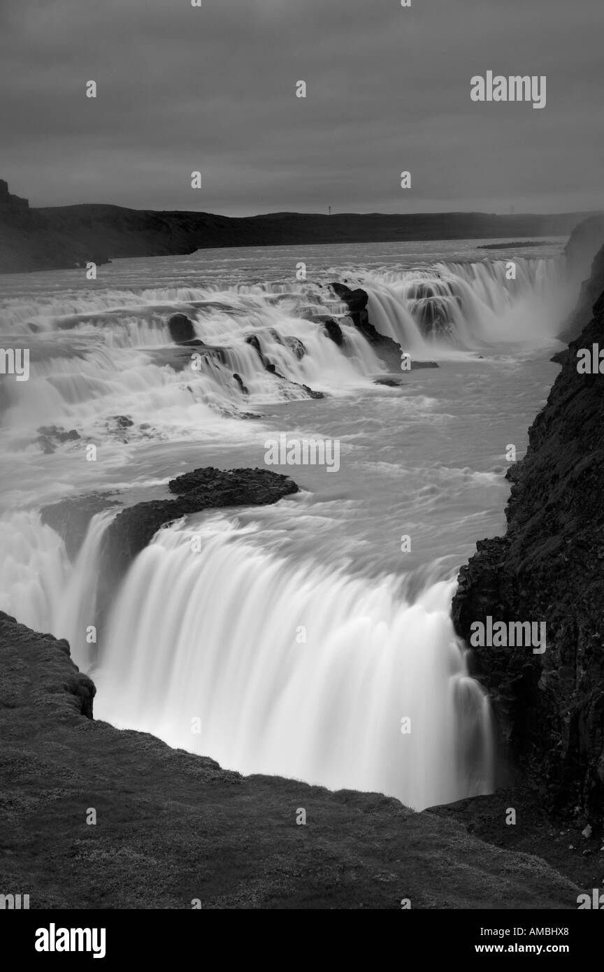 Goldene Gullfoss Wasserfall. Eine der Attraktionen von der golden Circle Tour. Island Stockfoto