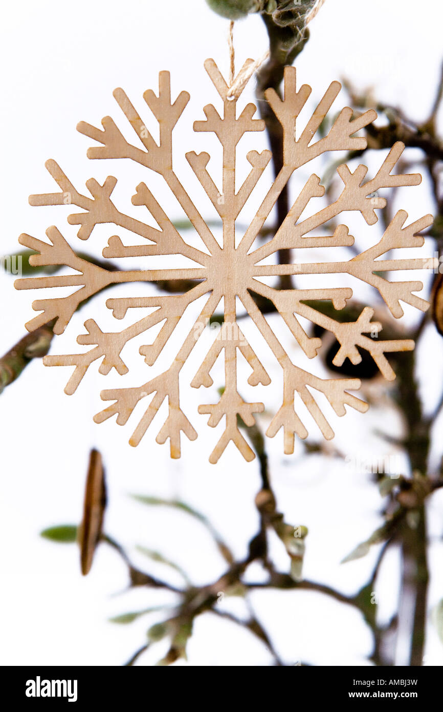 Natürlichen Weihnachtsdekoration Schneeflocke Stockfoto