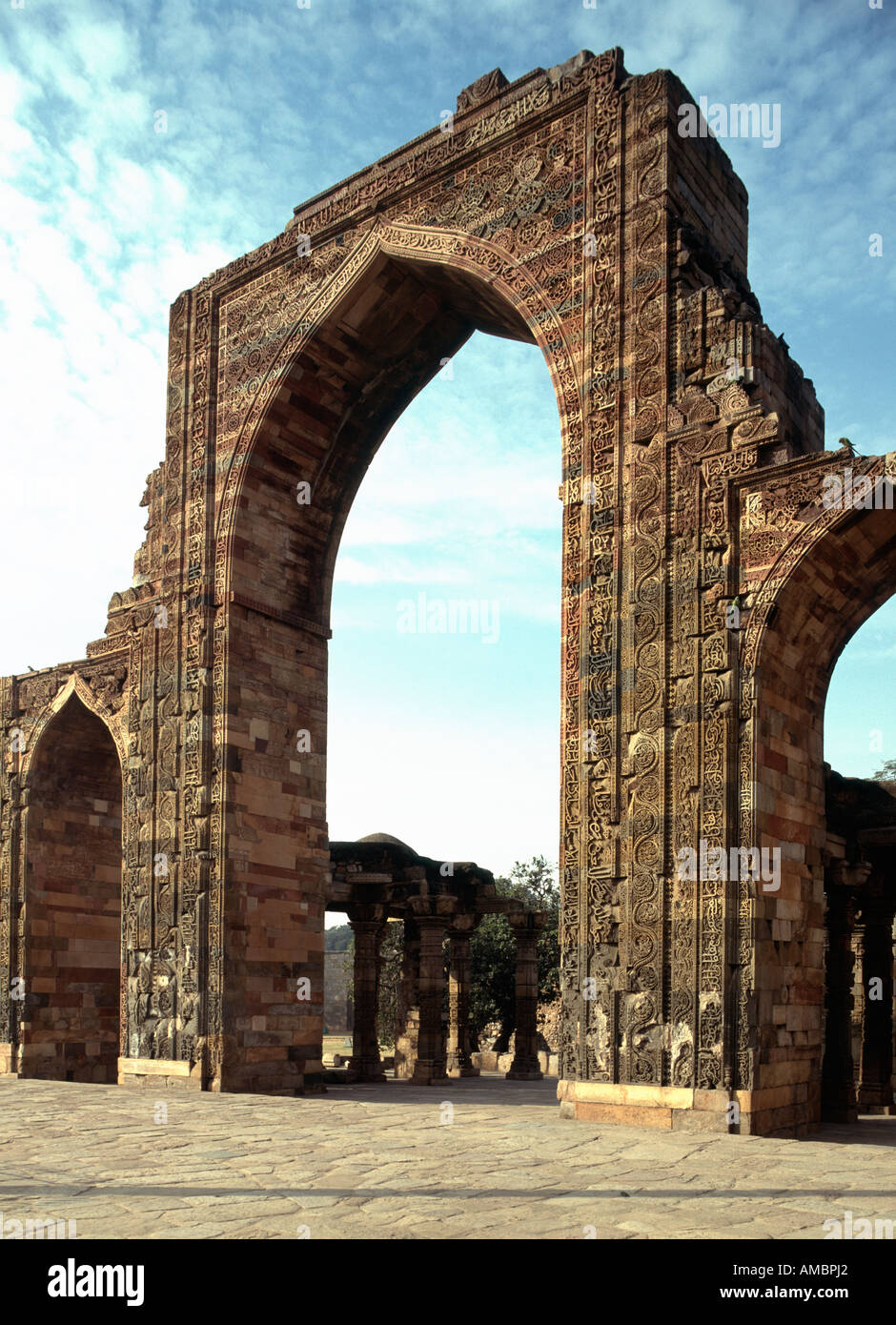 Quwwat-al-Islam-Moschee, Delhi, Indien Stockfoto