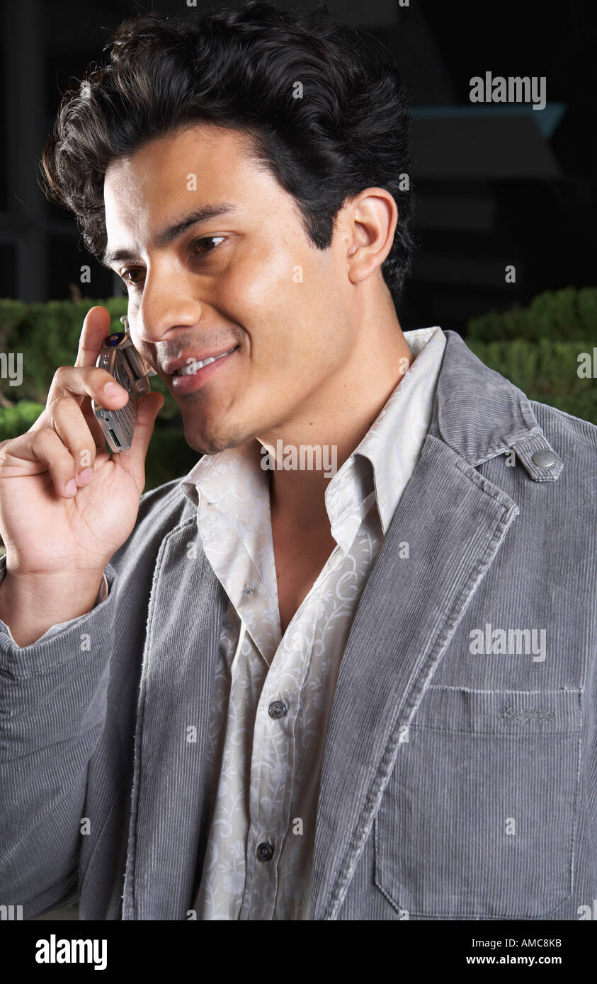 Mann mit Handy Stockfoto