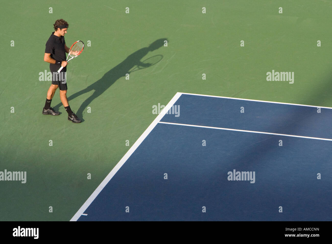Roger Federer in der 2007 US Open Herrenfinale Stockfoto