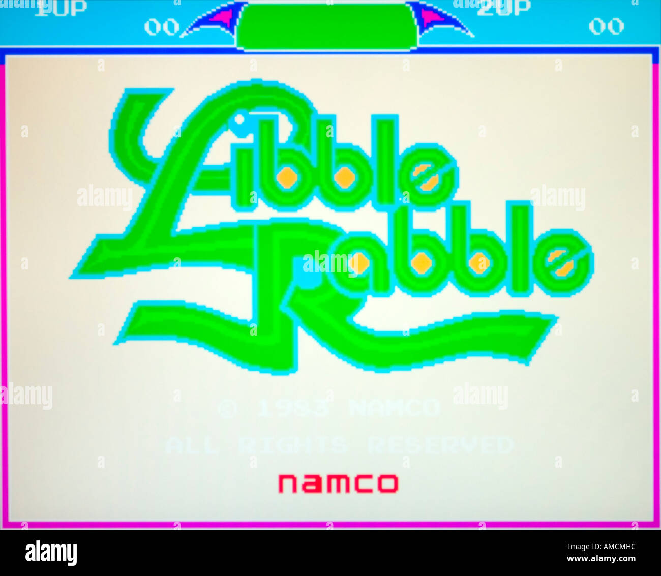 Libble Gesindel Namco 1983 Vintage Arcade Videospiel Screenshot - nur zur redaktionellen Nutzung Stockfoto