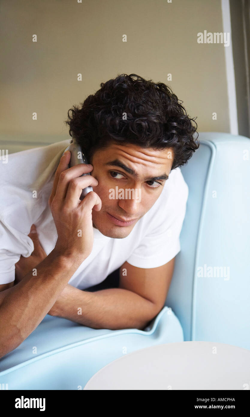 Mann mit Handy Stockfoto