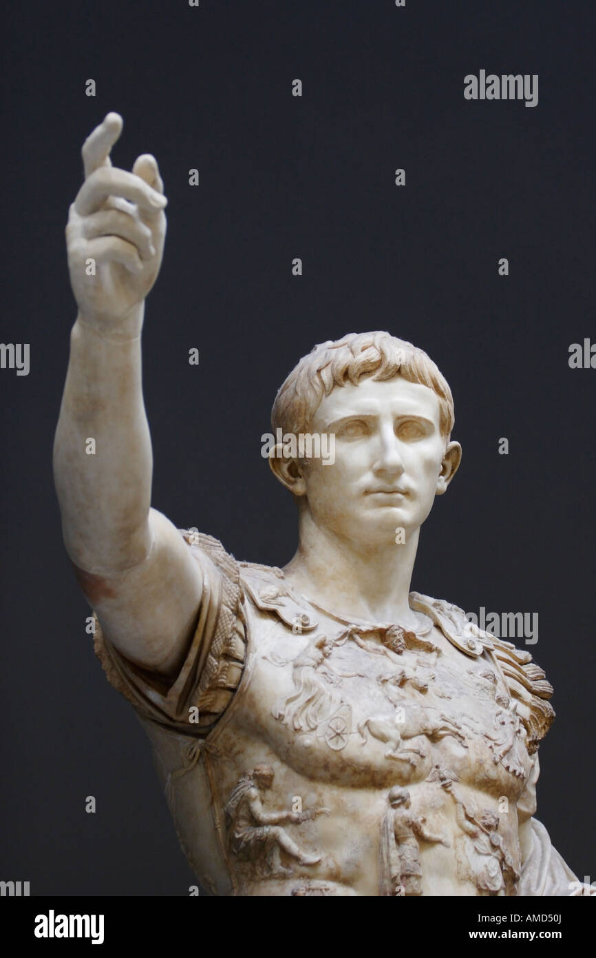 Der Prima Porta Augustus angezeigt im Braccio Nuovo der Vatikanischen Museen, Rom, Italien Stockfoto