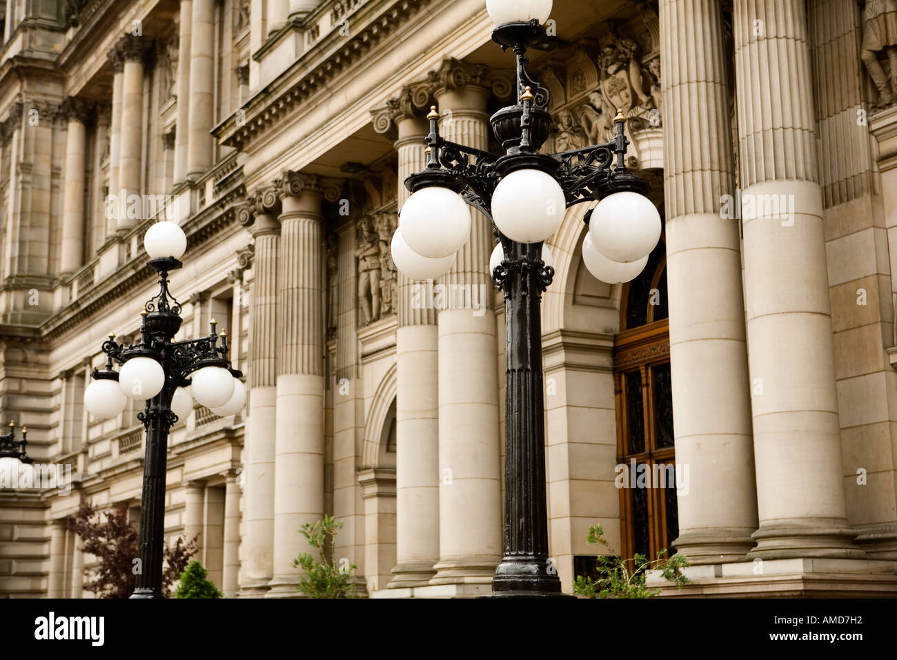 Eingang zum Glasgow City Chambers in George Square Stockfoto