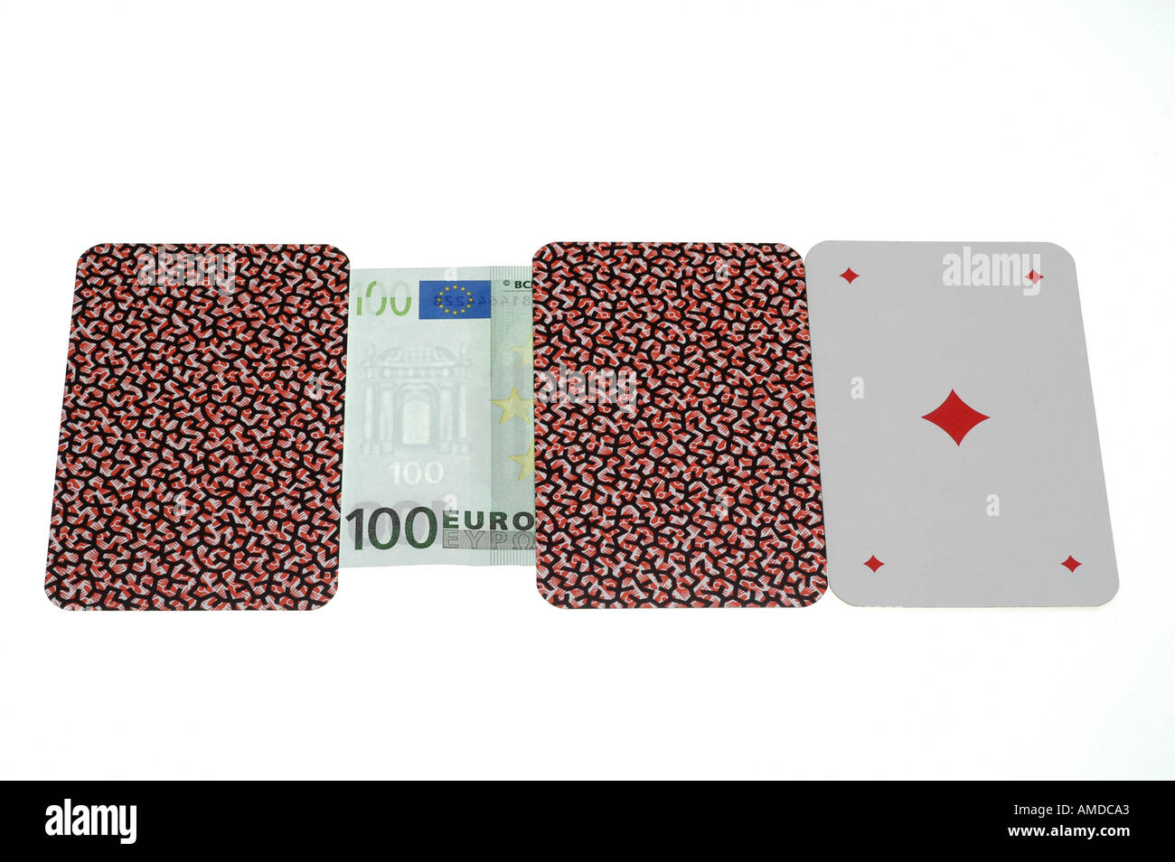 Karten, Geld, 100 Euro, ace Stockfoto