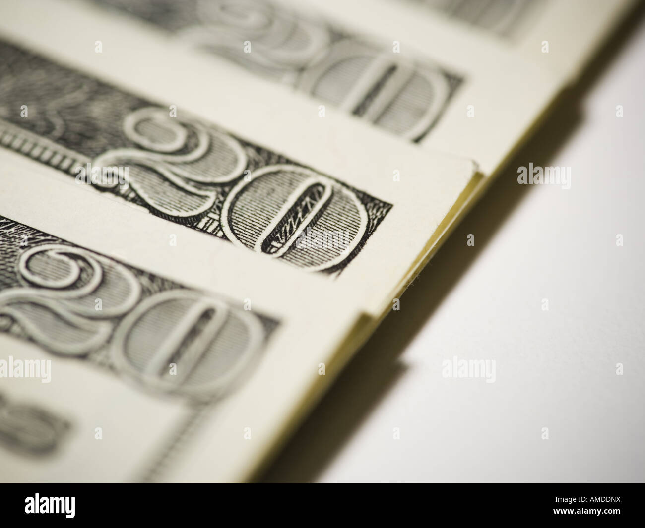 Detailansicht der uns zwanzig-Dollar-Banknoten Stockfoto