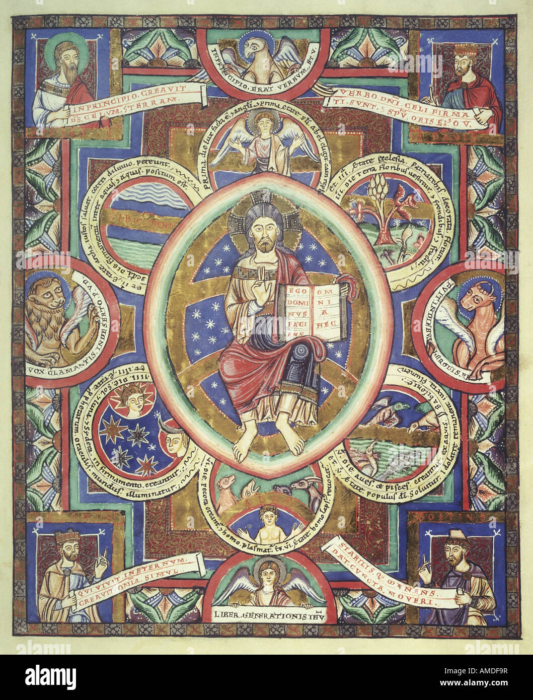 Bildende Kunst, Liturgie, Heinrichs des Löwen (1129 - 6.8.1195), beleuchtet, Manuskript, Schaffung von Erde, von Mönch Heriman, Kloster Stockfoto