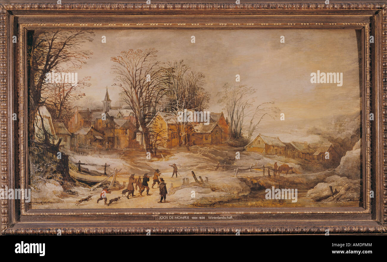 Bildende Kunst, Momper, Joos de (1564-1635), Malerei, Winterlandschaft, Öl auf Eiche Panel, flämischen, niederländischen, Barock, Wolken, w Stockfoto