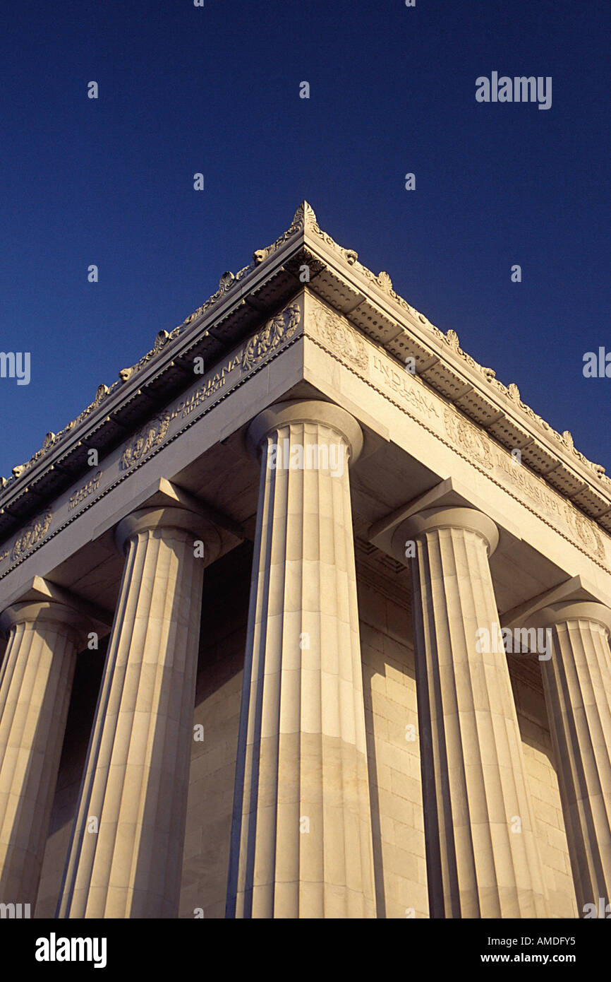 Blickte zu Spalten am Lincoln Memorial, Washington, D.C., USA Stockfoto