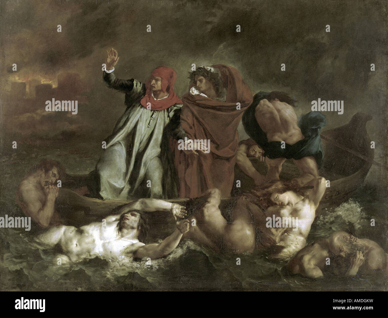 "Fine Arts, Delacroix, Eugene (1798-1863), Malerei, 'The Bark von Dante', 1822, Öl auf Leinwand, Louvre, Paris, Französisch, Roma Stockfoto