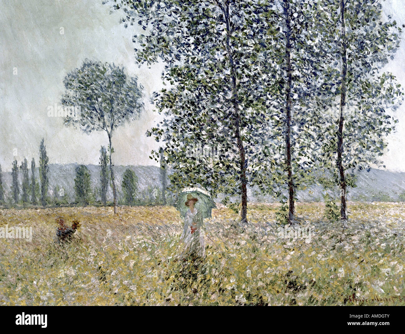 "Bildende Kunst, Monet, Claude (1840-1926), Malerei,"Felder im Frühling", 1887, Öl auf Leinwand, Staatsgalerie Stuttgart, Französisch, ich Stockfoto