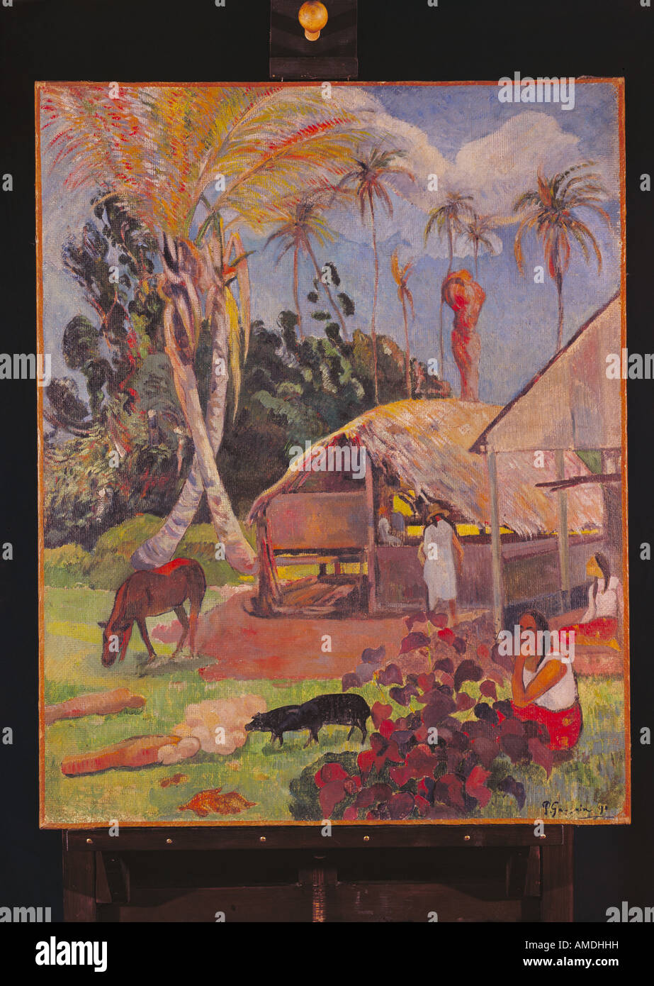 "Fine Arts, Gauguin, Paul (1848-1903), Malerei,"Black Pigs", 1891, Öl auf Leinwand, Museum of Fine Arts, Budapest, Französisch, ein Stockfoto
