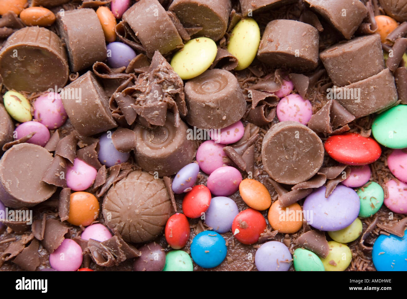 Kuchen mit Schokolade bedeckt in Süßigkeiten und Schokolade Karamel Stockfoto