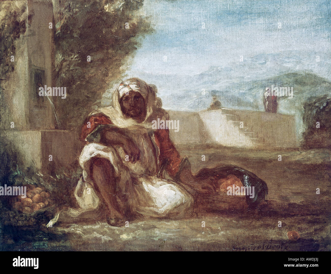 Bildende Kunst, Delacroix, Eugene (1798-1863), Malerei, orange Anbieter in Marokko, ca. 1835, Öl auf Leinwand, Kunsthaus Zürich, Fre Stockfoto