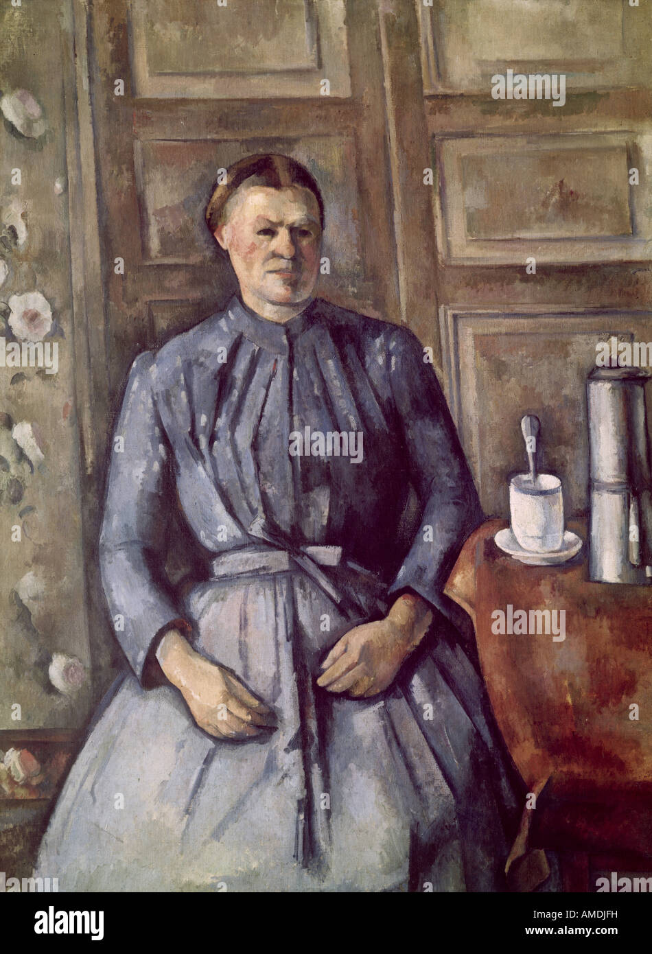 "Fine Arts, Cezanne, Paul (1839-1906), Malerei,"Frau mit Kaffeekanne", ca. 1890-1895, Öl auf Leinwand, Musée Dœ Orsay, Stockfoto