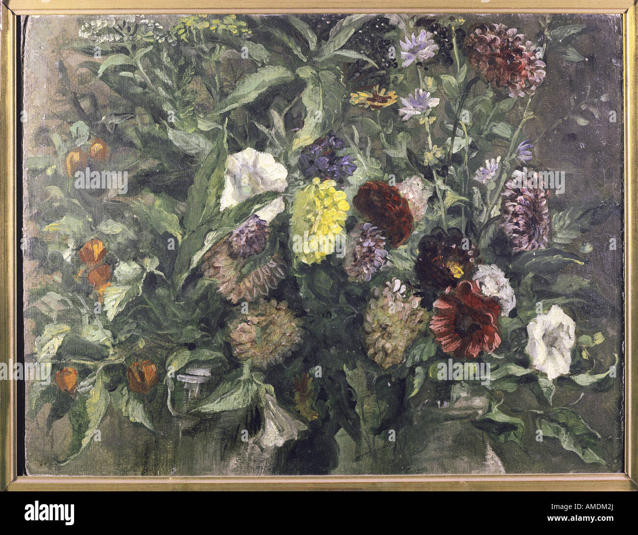 Bildende Kunst, Delacroix, Eugene (1798-1863), Malerei, Stil-Leben mit Blumen, ca. 1849, Öl auf Karton, Kunsthalle Bremen, F Stockfoto